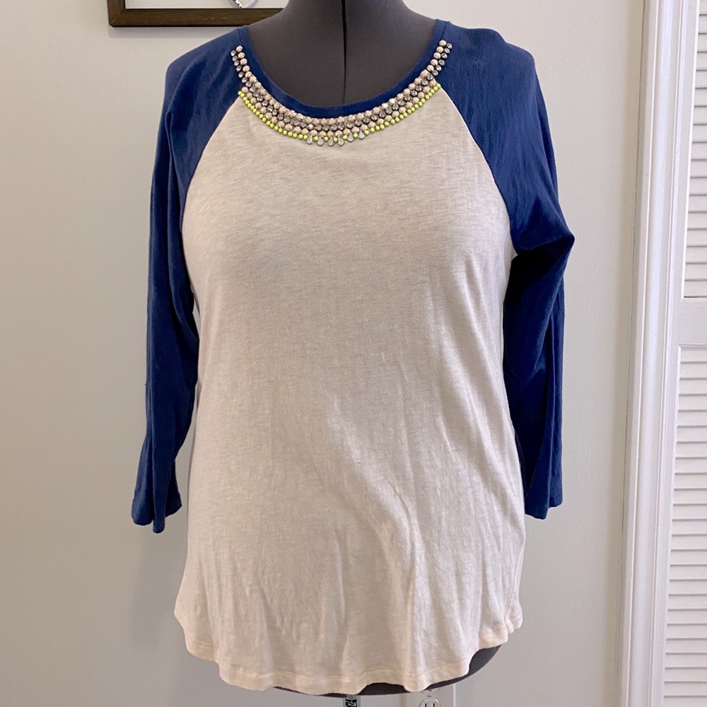 J.CREW jersey style shirt with beading